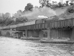 Locomotive Class K1 2-6-0 No 62002 crosing Border Counties viaduct with a passenger train
