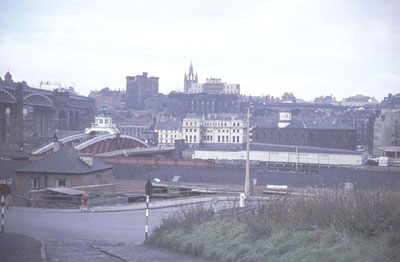 Swing Bridge from Bottle Bank in Gateshead 1960s
