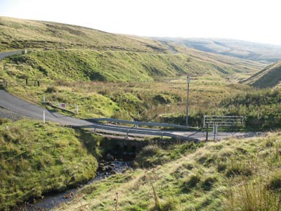 Chew Green Bridge looking up the valley