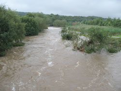 A view from the bridge. River conditions during the September 2008 floods.