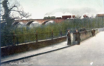 Rowlands Gill Railway Viaduct from Derwent Bridge (old postcard)