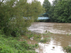 Hikey Bridge with Derwent running high - September 2008