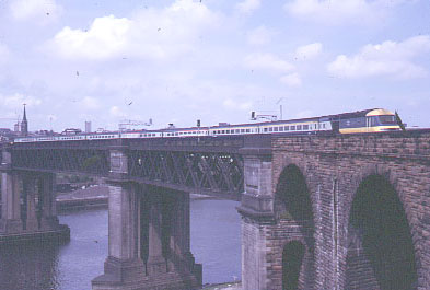 The King Edward VII Bridge before electrification of the East Coast Main Line