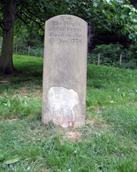 Stone marking floodwaters height in 1771