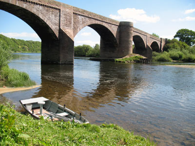 Ladykirk and Norham Bridge from northwest