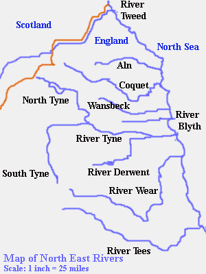 Map of North east Rivers