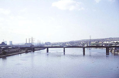 Scotswood Railway Bridge with a Newcastle to Carlisle train in 1982