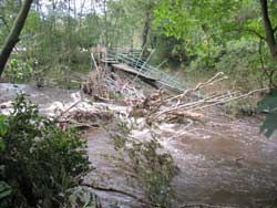 Shotley bridge - the old footbridge after destruction by floodwaters