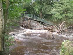 Shotley bridge - the old footbridge after destruction by floodwaters