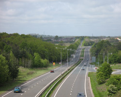 Stannington A1 Viaduct (in dip) looking north up A1