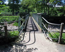 Stanhope Footbridge from north bank of Wear