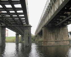 Stockton Railway Bridges -1844/1906 (right) and 1882 (left-now demolished).