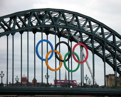 The Tyne Bridge June 2012 with Olympic Rings