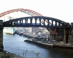 Sunderland Railway Bridge and Wearmouth Bridge in the 1980s