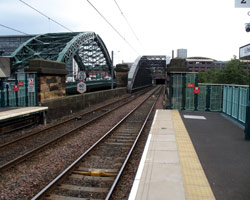 Sunderland Railway Bridge and Wearmouth Bridge from St Peters Metro station